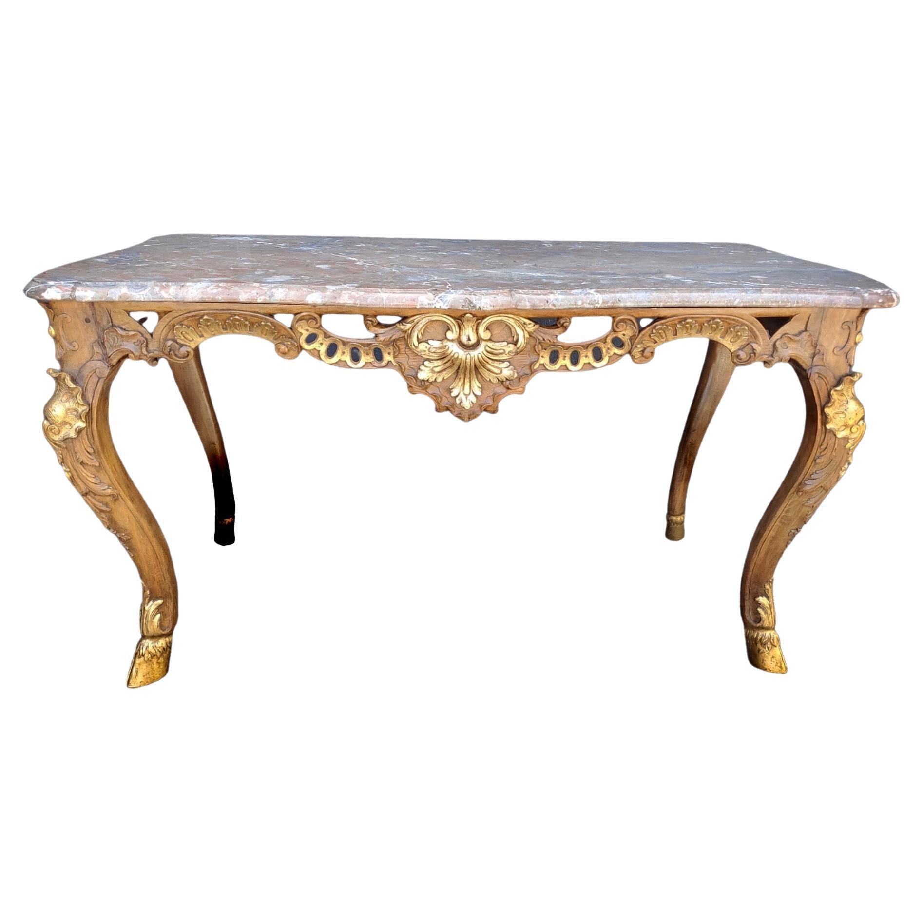 Console con piano in marmo in noce francese del XIX secolo
