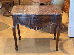 19th Century French Walnut Marble-Top Console Table