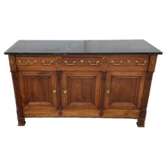 Antique 19th Century French Walnut Marble Top Sideboard / Enfilade