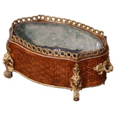 19th Century French Walnut Marquetry & Bronze Mounts Bombe Jardinière with Liner