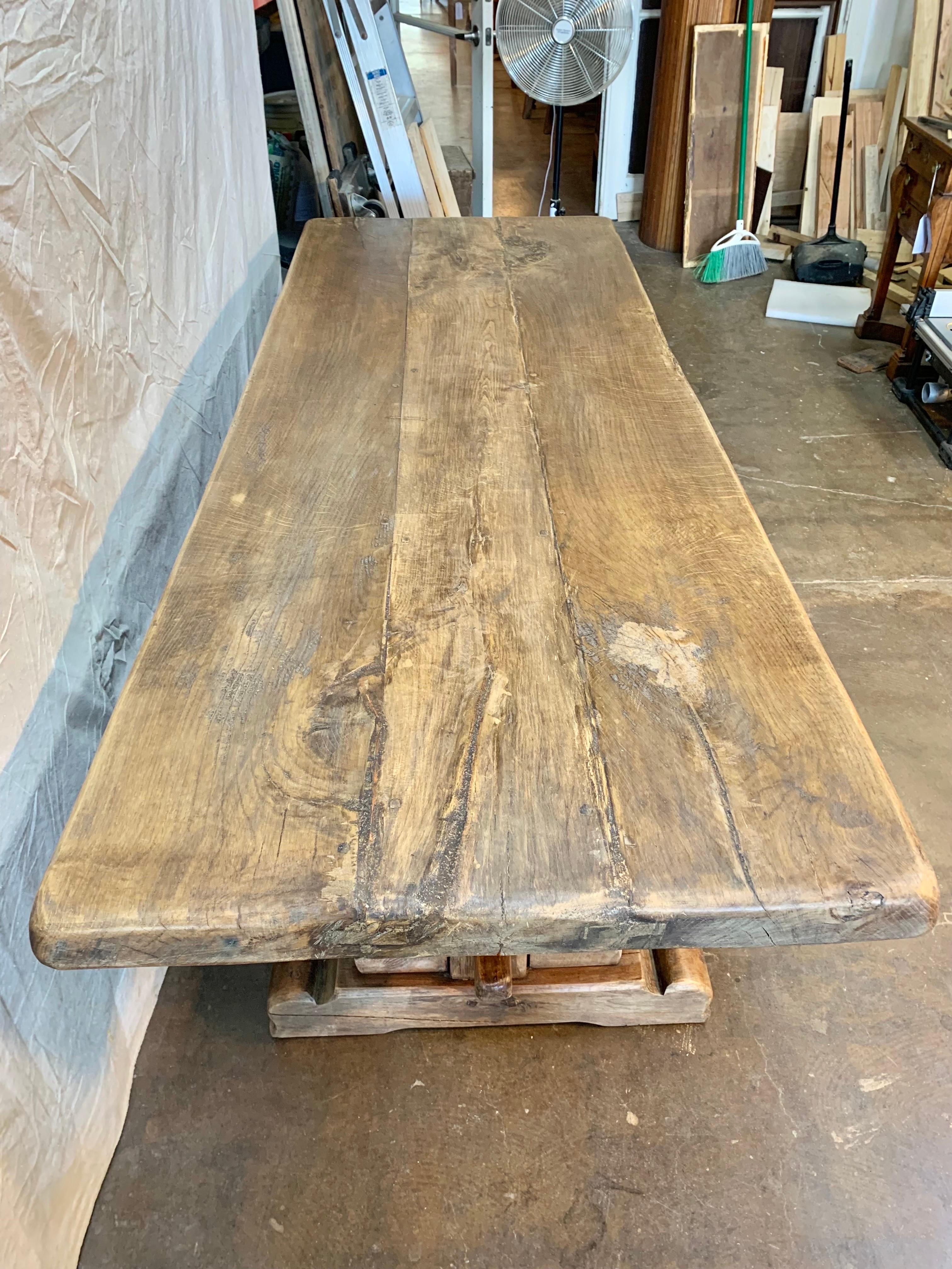 19th Century French Walnut Monastery Dining Table 8