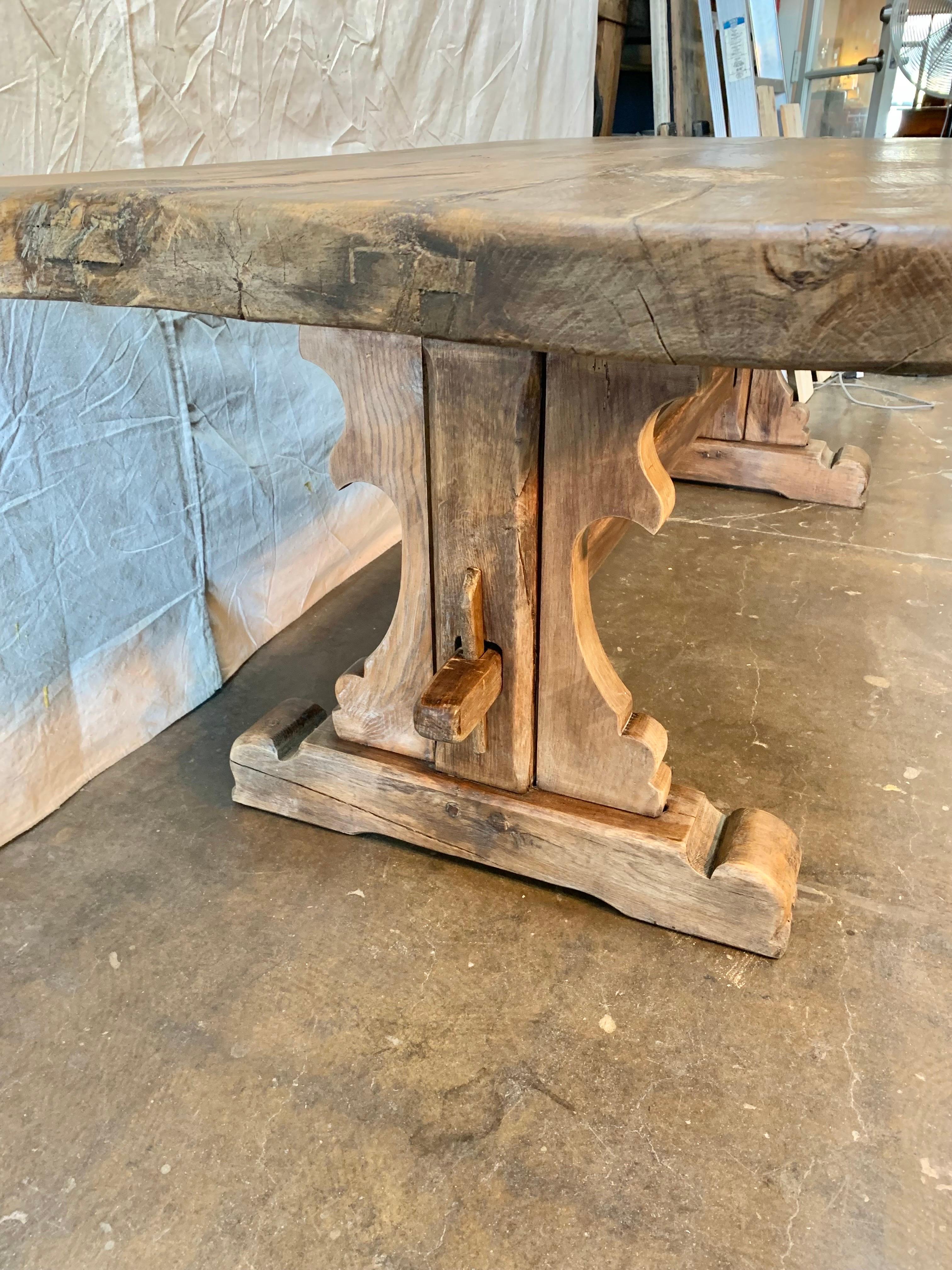 19th Century French Walnut Monastery Dining Table In Good Condition In Burton, TX
