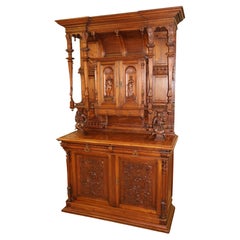 19th Century French Walnut Neo Renaissance Buffet Cabinet Attr to Fourdinois
