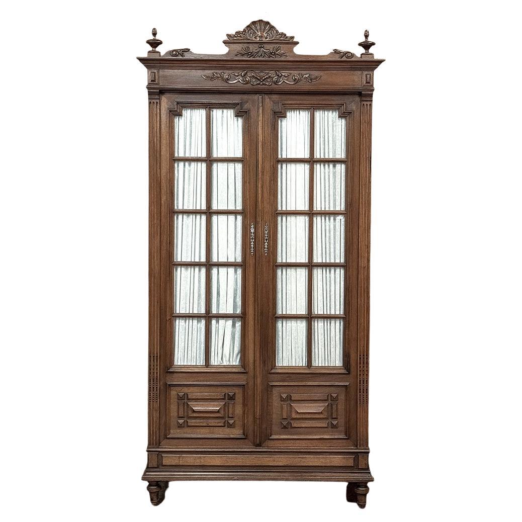 19th Century French Walnut Neoclassical Bookcase