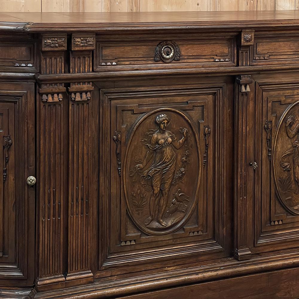 19th Century French Walnut Neoclassical Buffet with Four Seasons For Sale 5