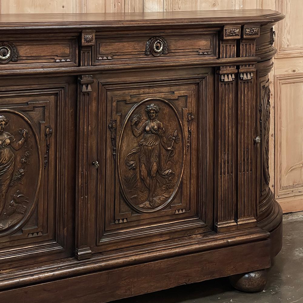 19th Century French Walnut Neoclassical Buffet with Four Seasons For Sale 7