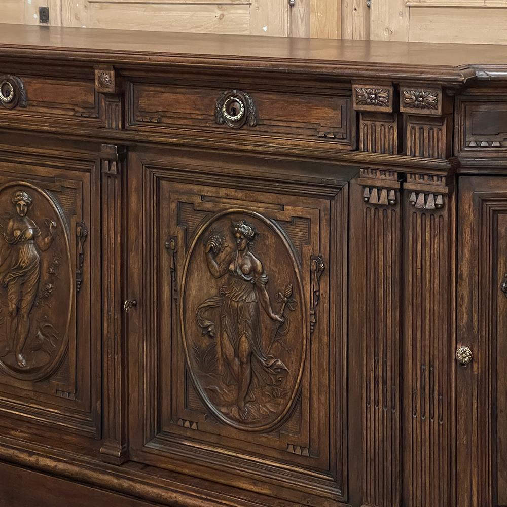 19th Century French Walnut Neoclassical Buffet with Four Seasons For Sale 11