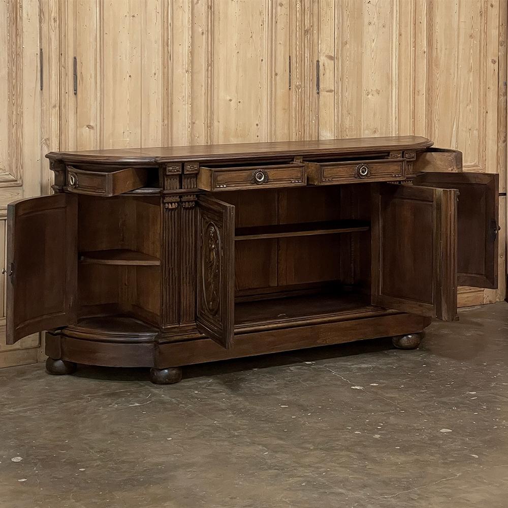 Hand-Carved 19th Century French Walnut Neoclassical Buffet with Four Seasons For Sale