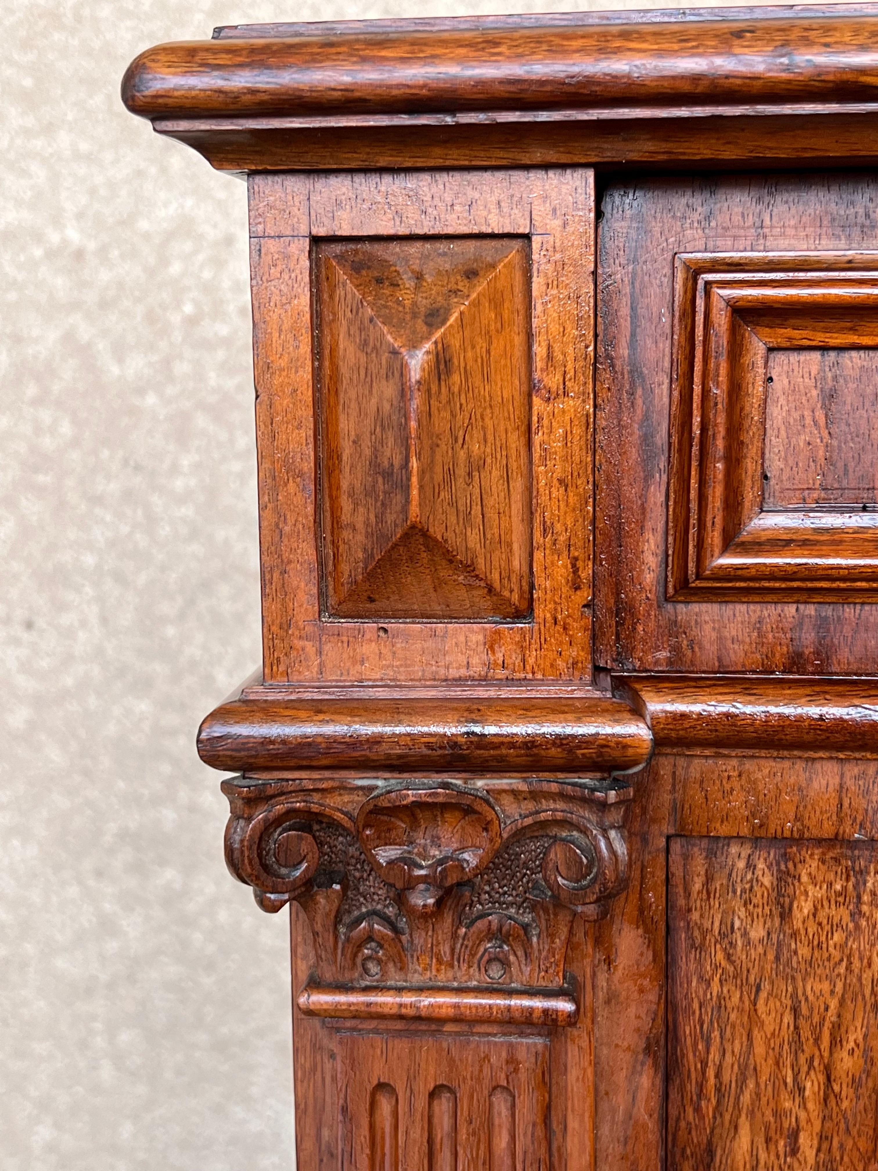 19th Century French Walnut Neoclassical Nightstands with Large Crest For Sale 9