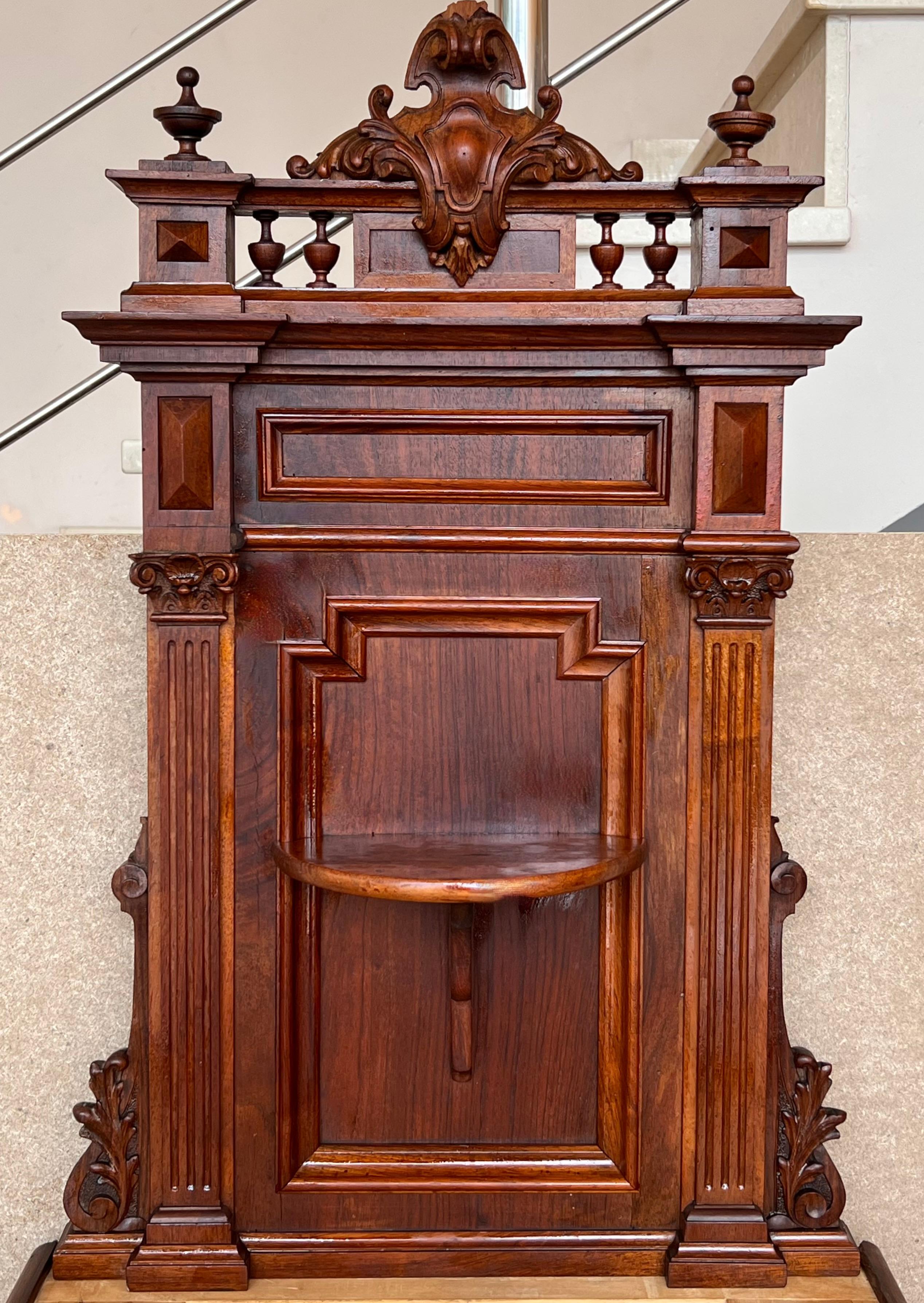 19th Century French Walnut Neoclassical Nightstands with Large Crest For Sale 4