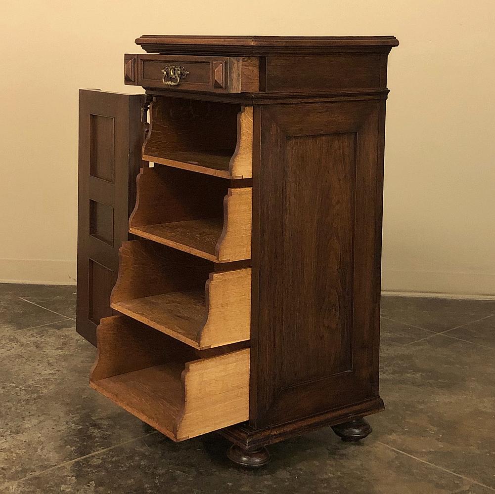 Bronze 19th Century French Walnut Neoclassical Petit File Cabinet For Sale