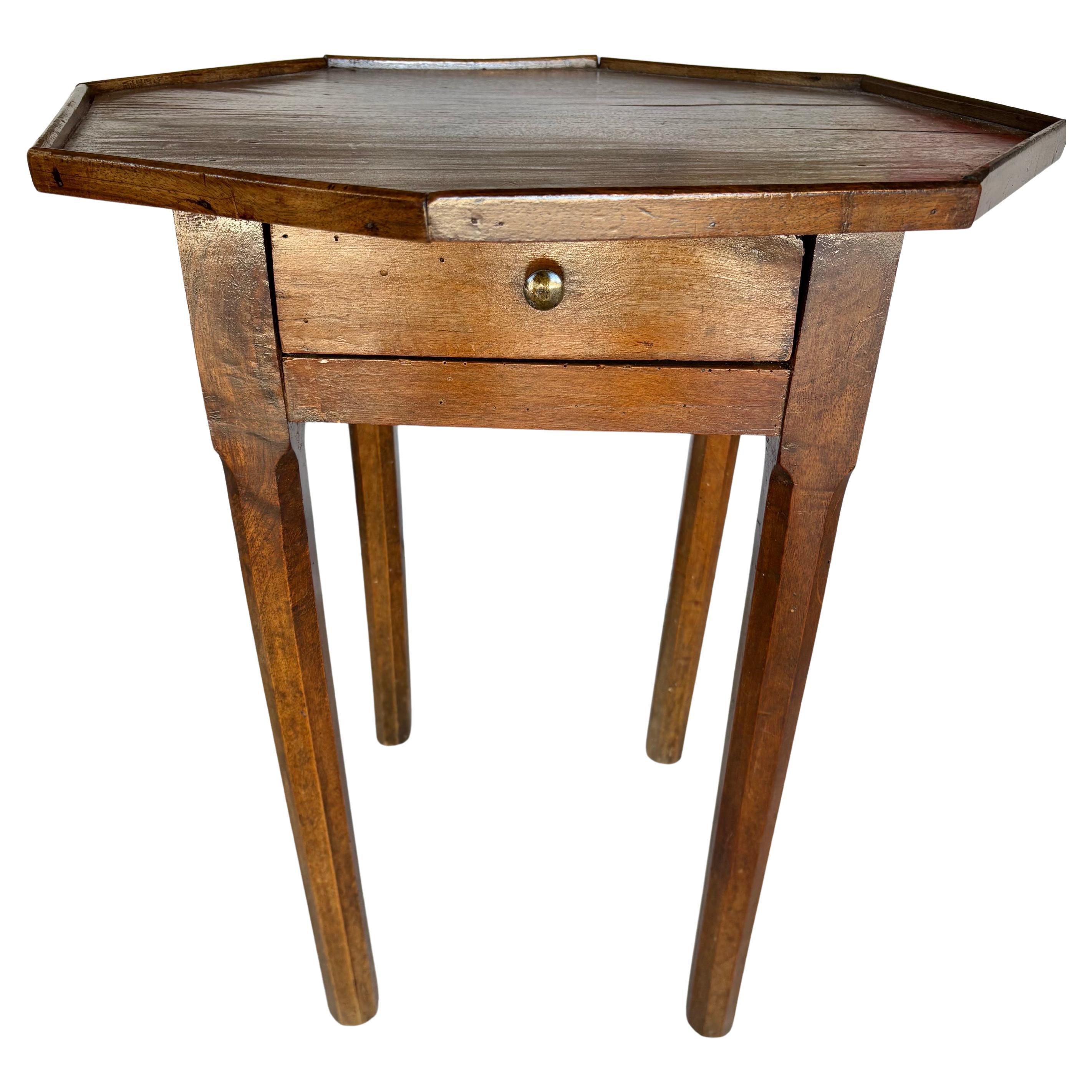 19th Century French Walnut Octagonal Side Table For Sale