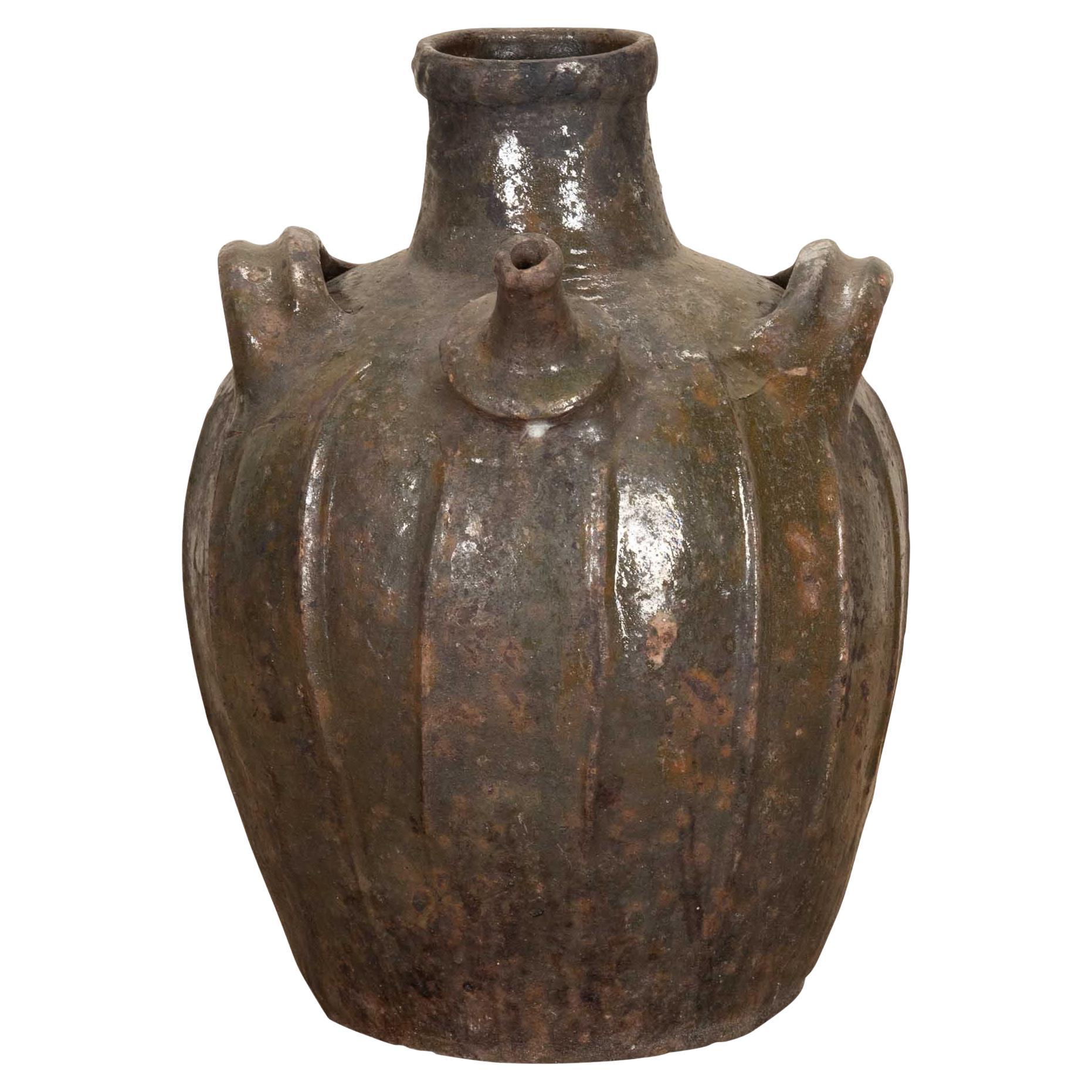 19th Century French Walnut Oil Jar For Sale