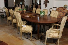 19th Century French Walnut Oval Extension Dining Table with Removable Leaves