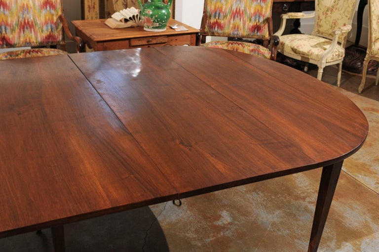 19th Century French Walnut Oval Extension Dining Table with Removable