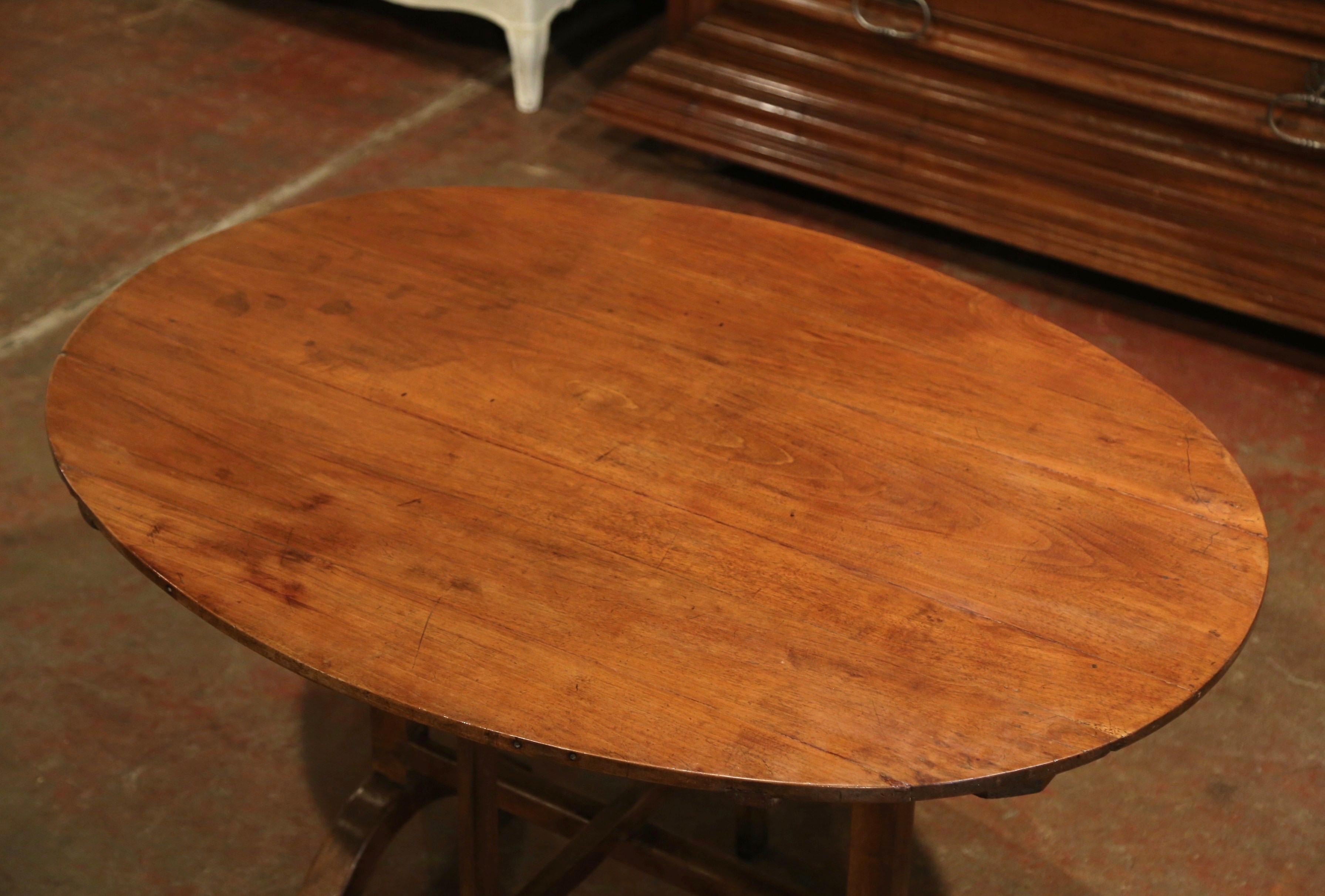 19th Century French Walnut Oval Tilt-Top Wine Tasting Table from Burgundy 1
