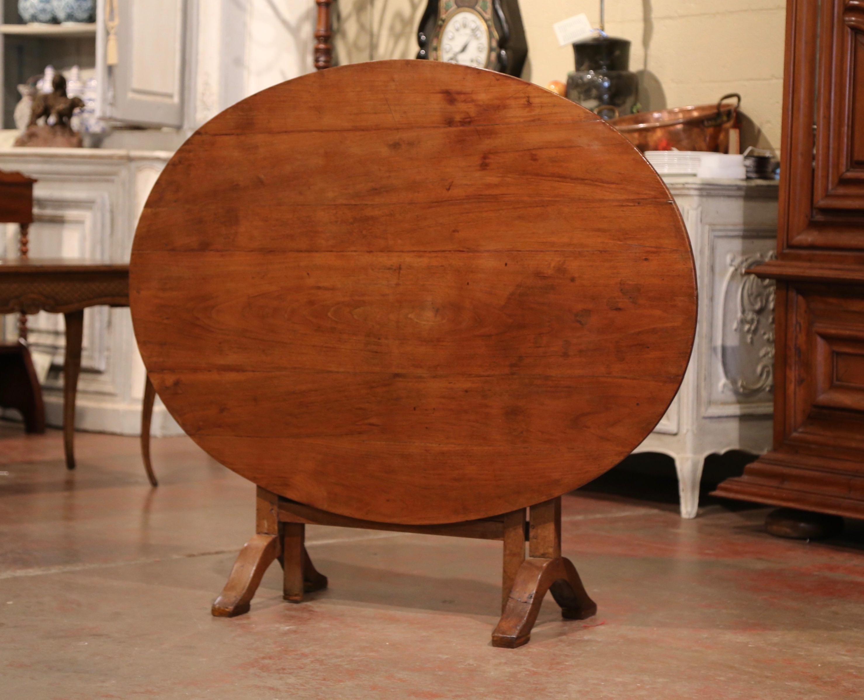 19th Century French Walnut Oval Tilt-Top Wine Tasting Table from Burgundy 2