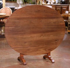 19th Century French Walnut Oval Tilt-Top Wine Tasting Table with Lyre Base