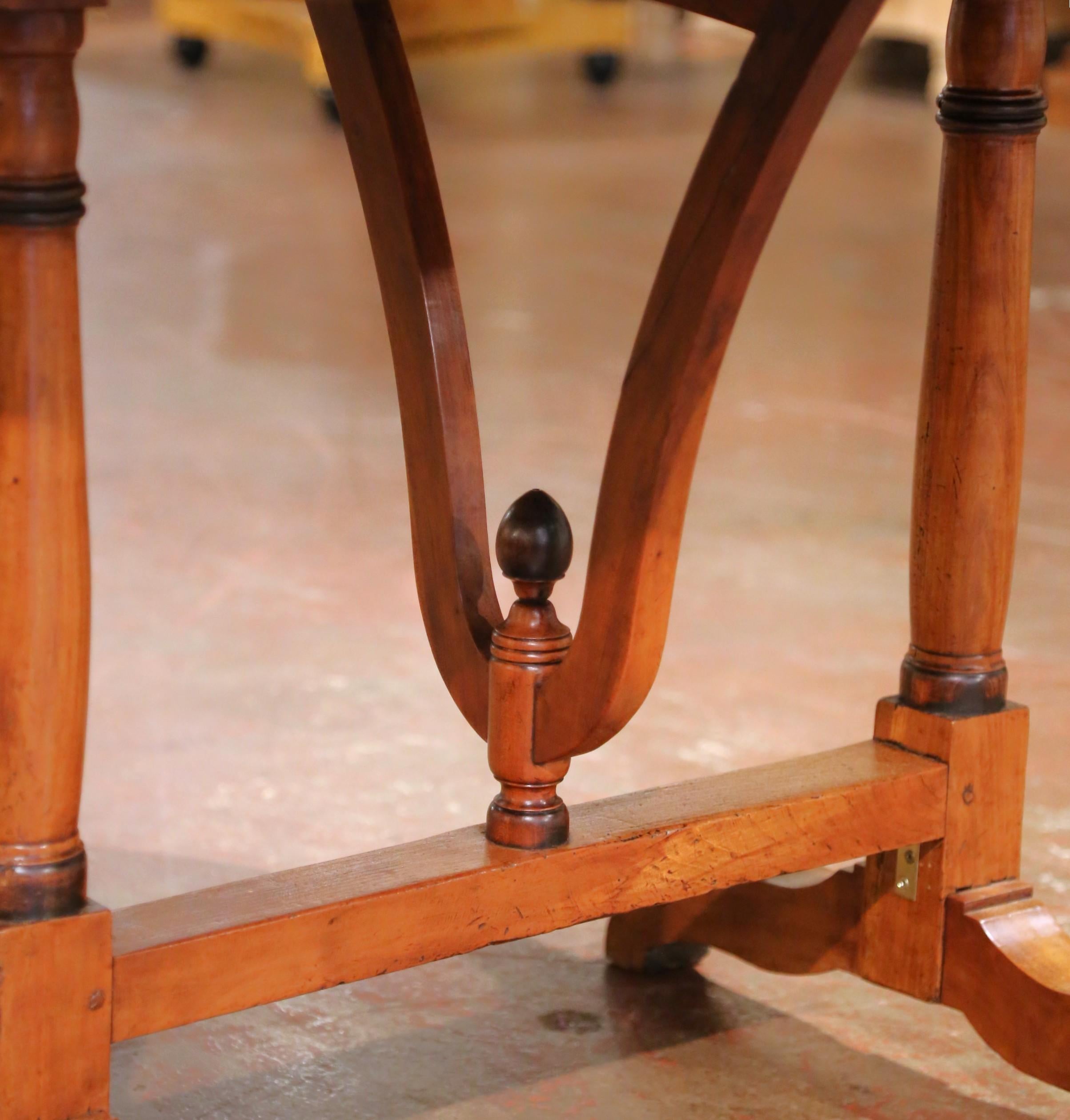 19th Century French Walnut Oval Tilt-Top Wine Tasting Table with Lyre Base For Sale 3