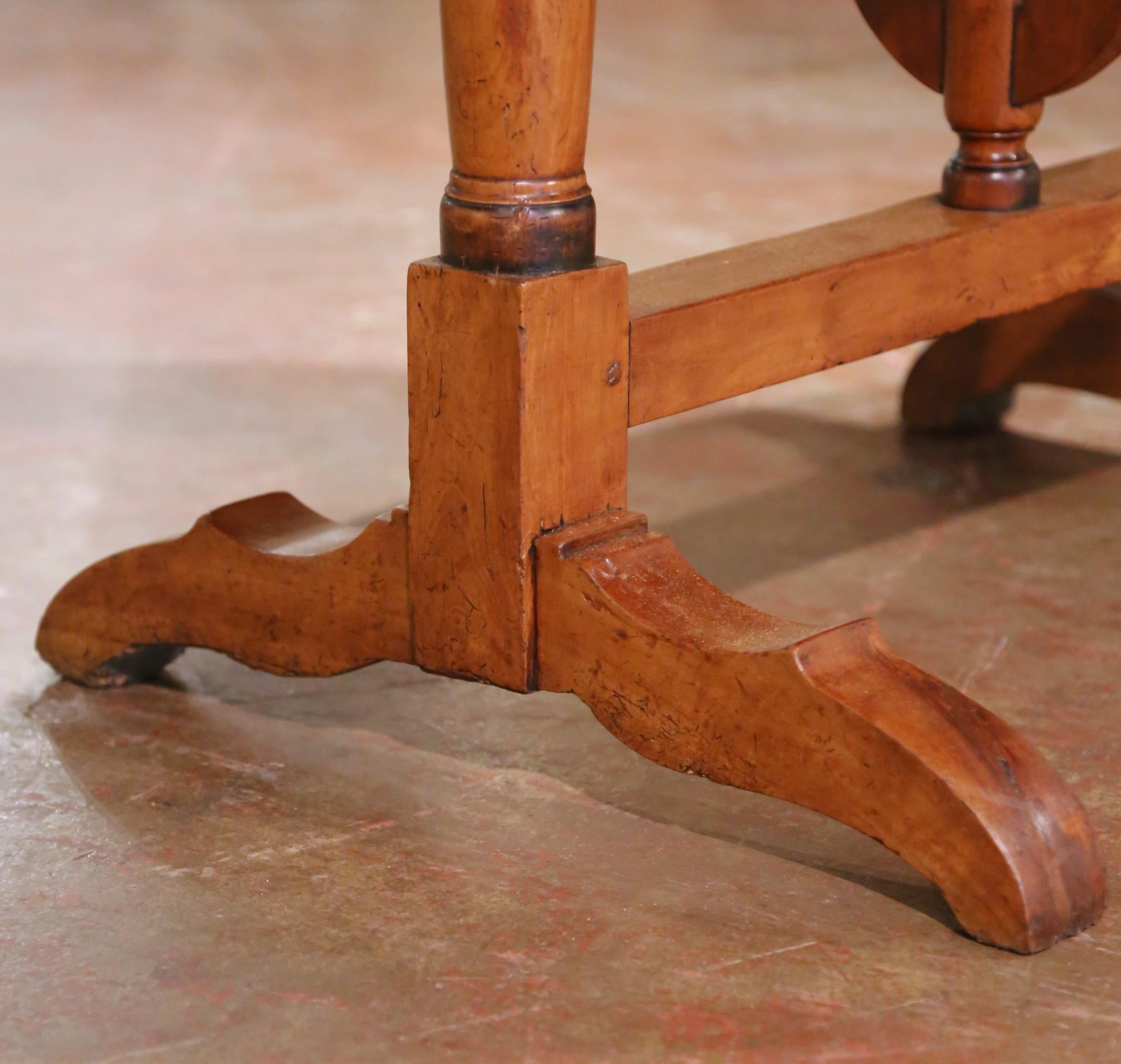 19th Century French Walnut Oval Tilt-Top Wine Tasting Table with Lyre Base For Sale 4