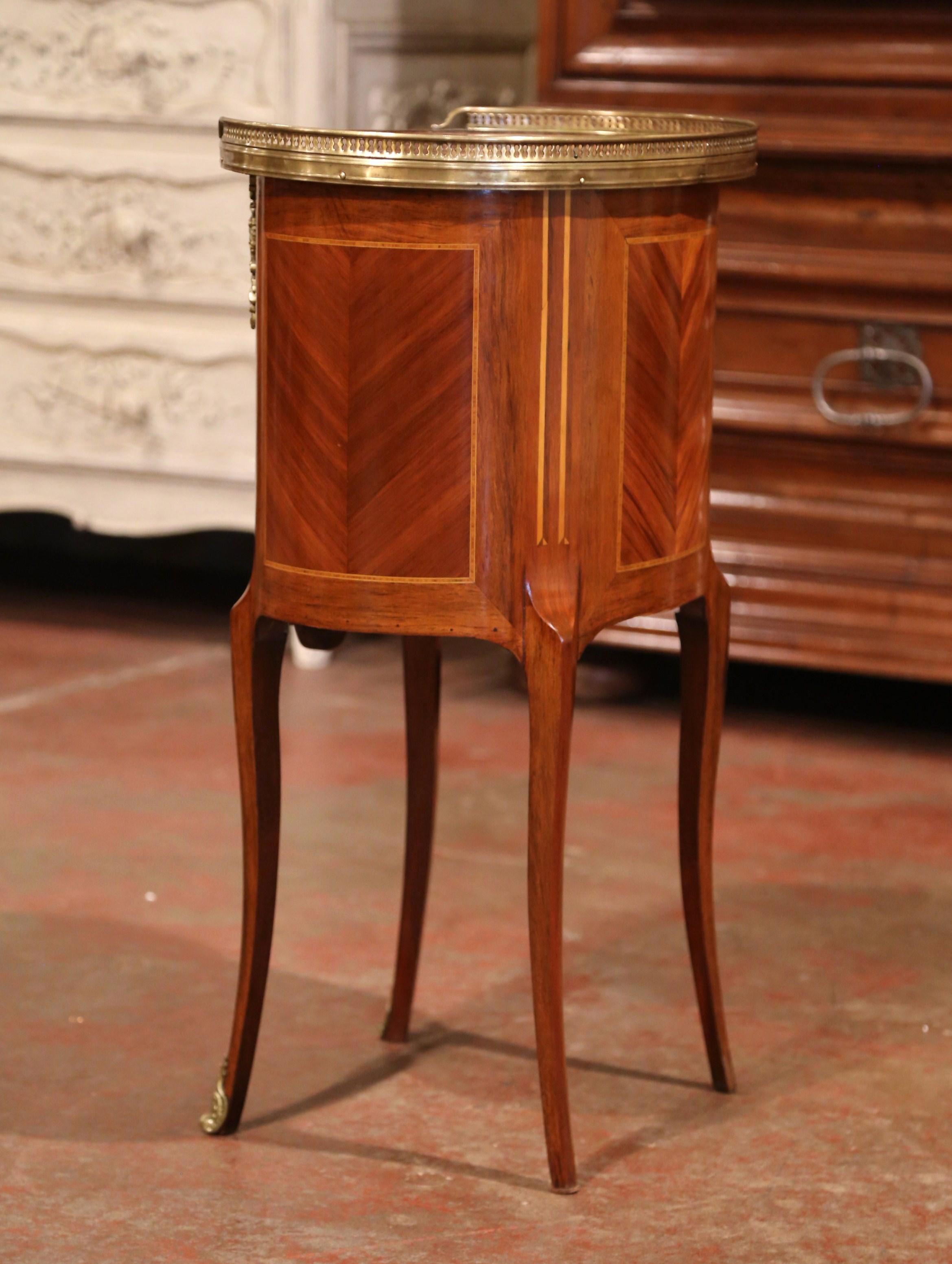 19th Century French Walnut Parquetry and Inlay Chest of Drawers with Marble Top 8