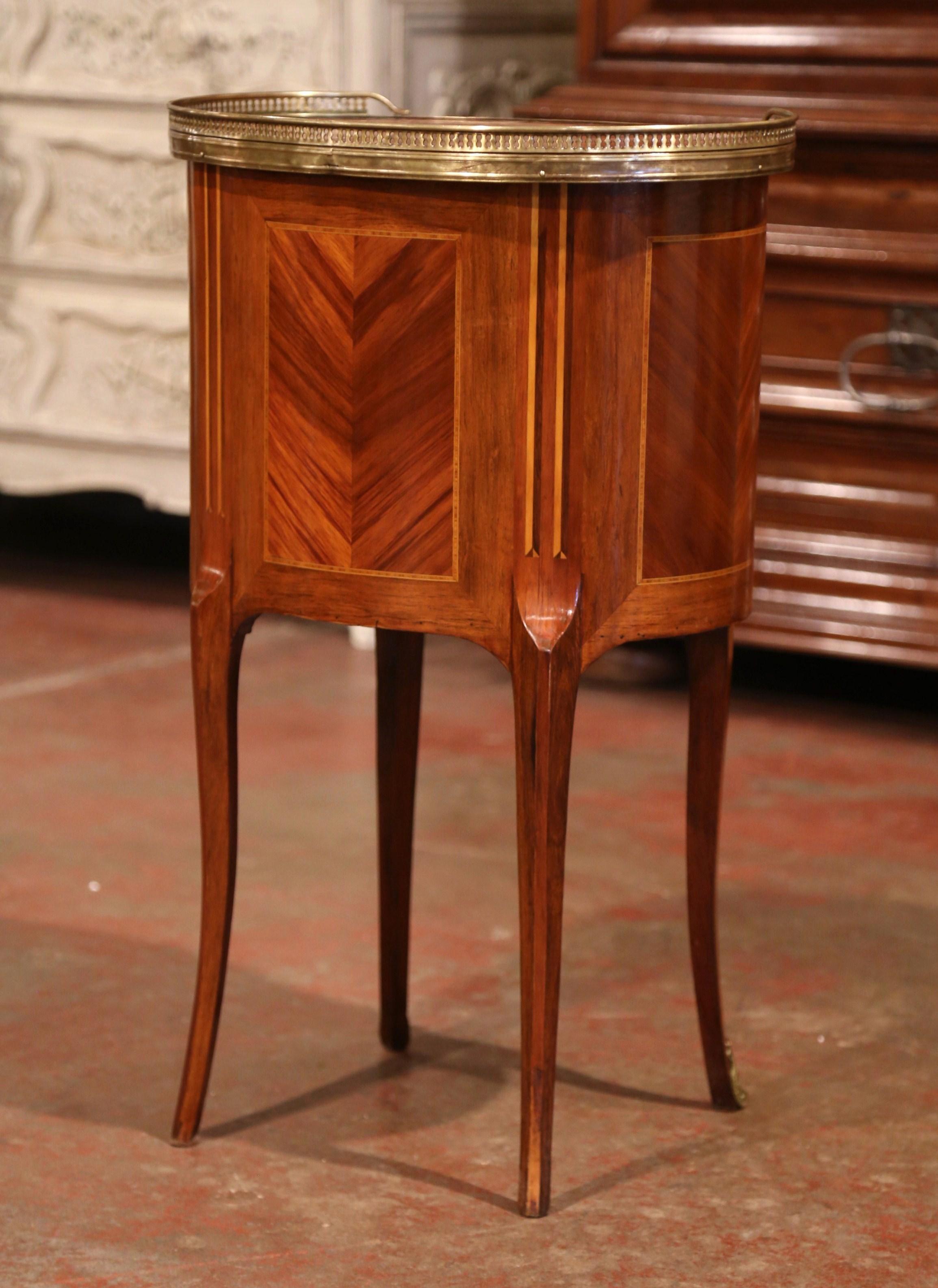 19th Century French Walnut Parquetry and Inlay Chest of Drawers with Marble Top 9