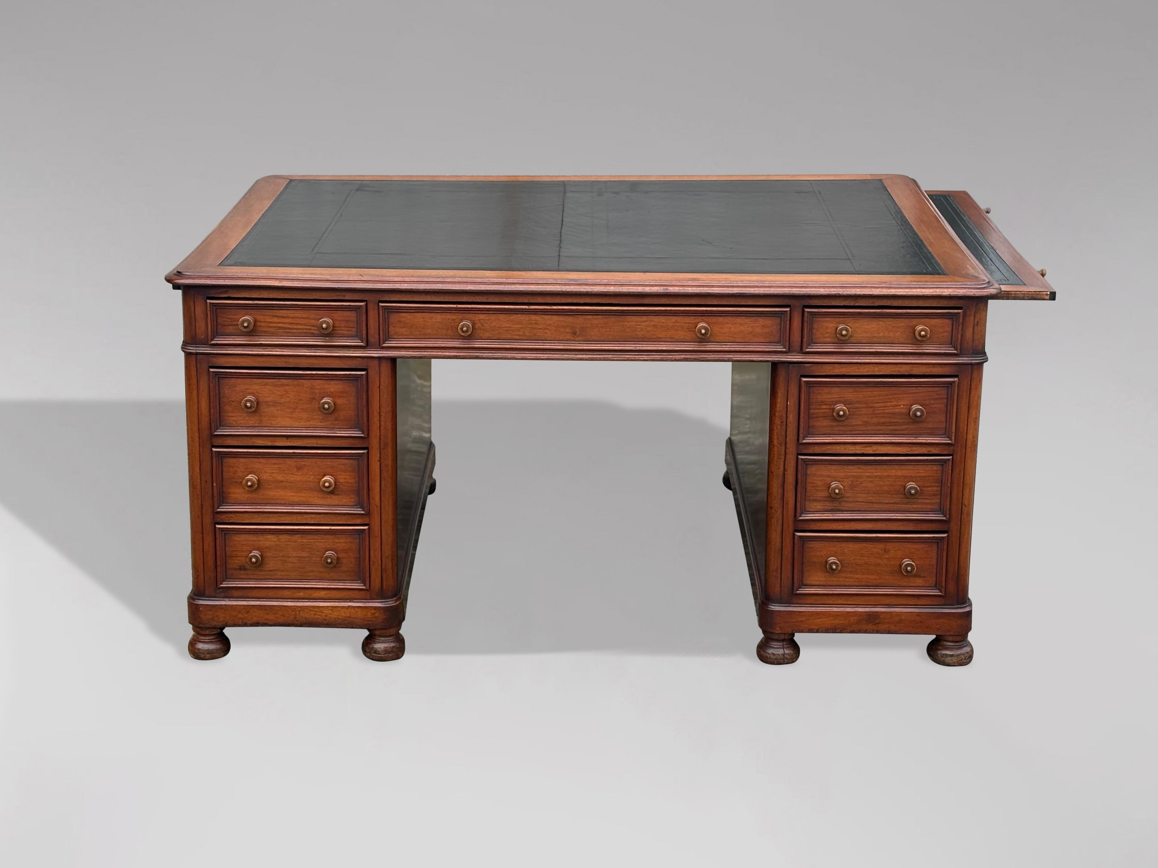 19th Century French Walnut Partners Pedestal Desk 6
