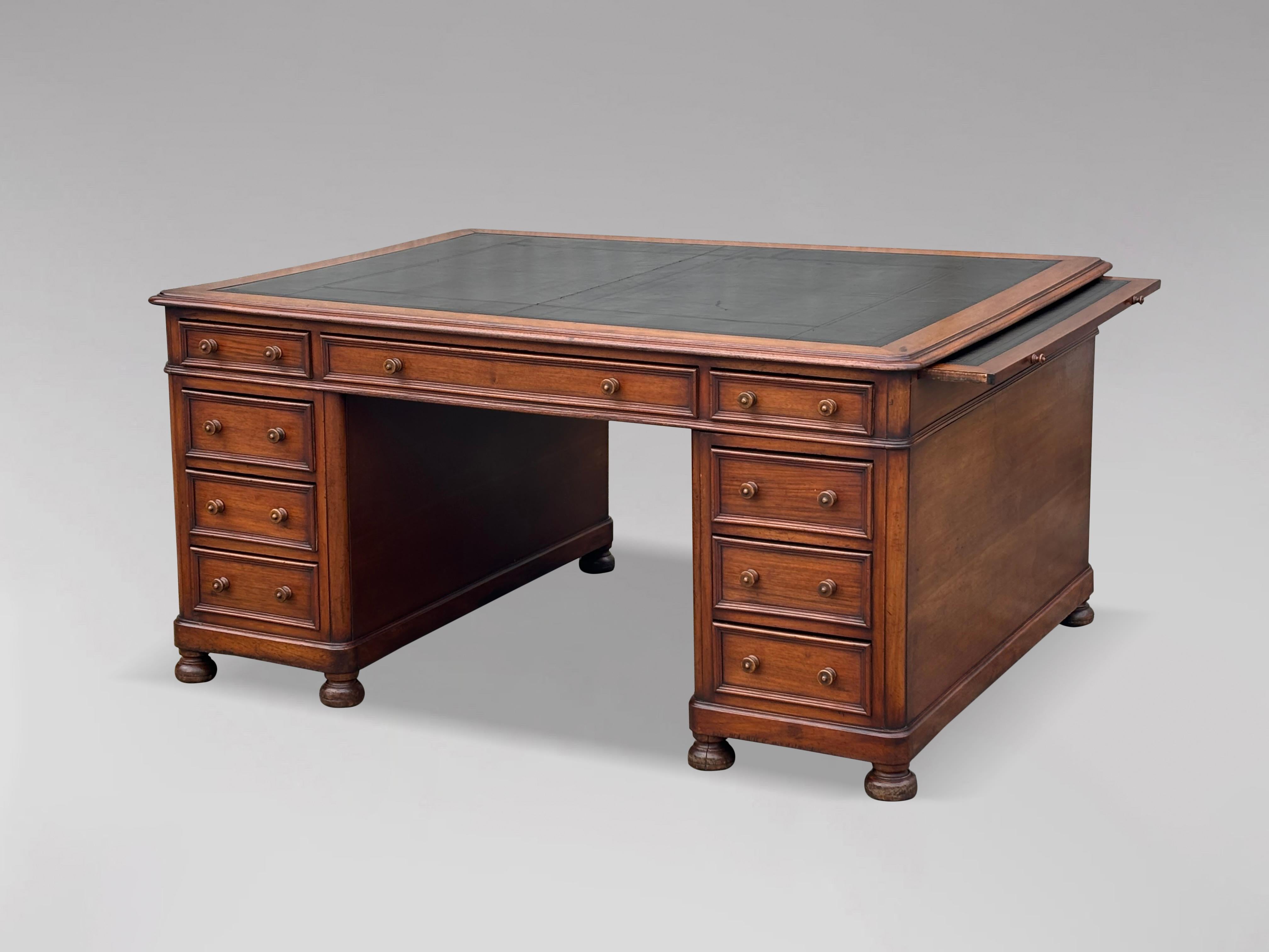 19th Century French Walnut Partners Pedestal Desk 7