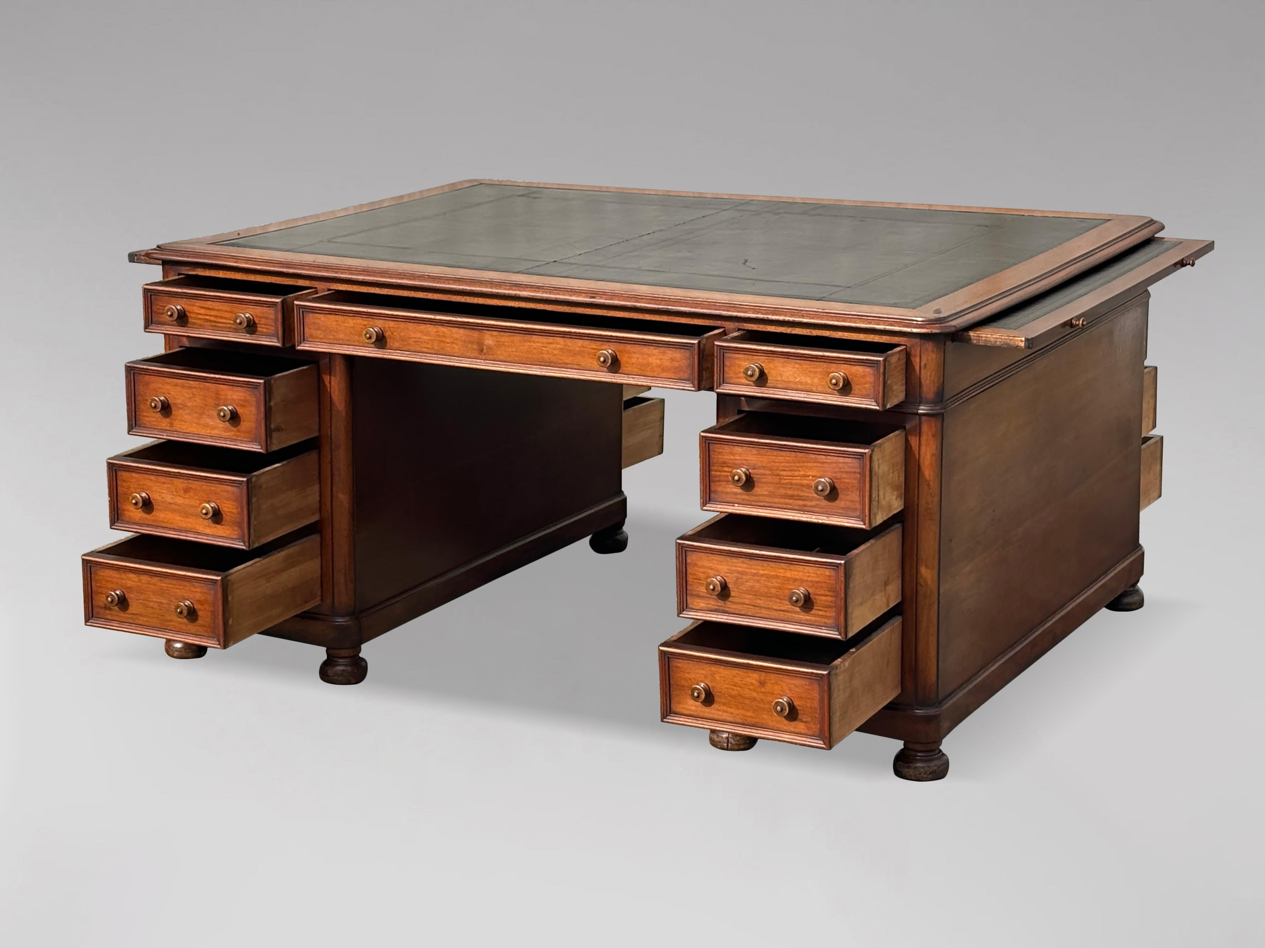 19th Century French Walnut Partners Pedestal Desk 2