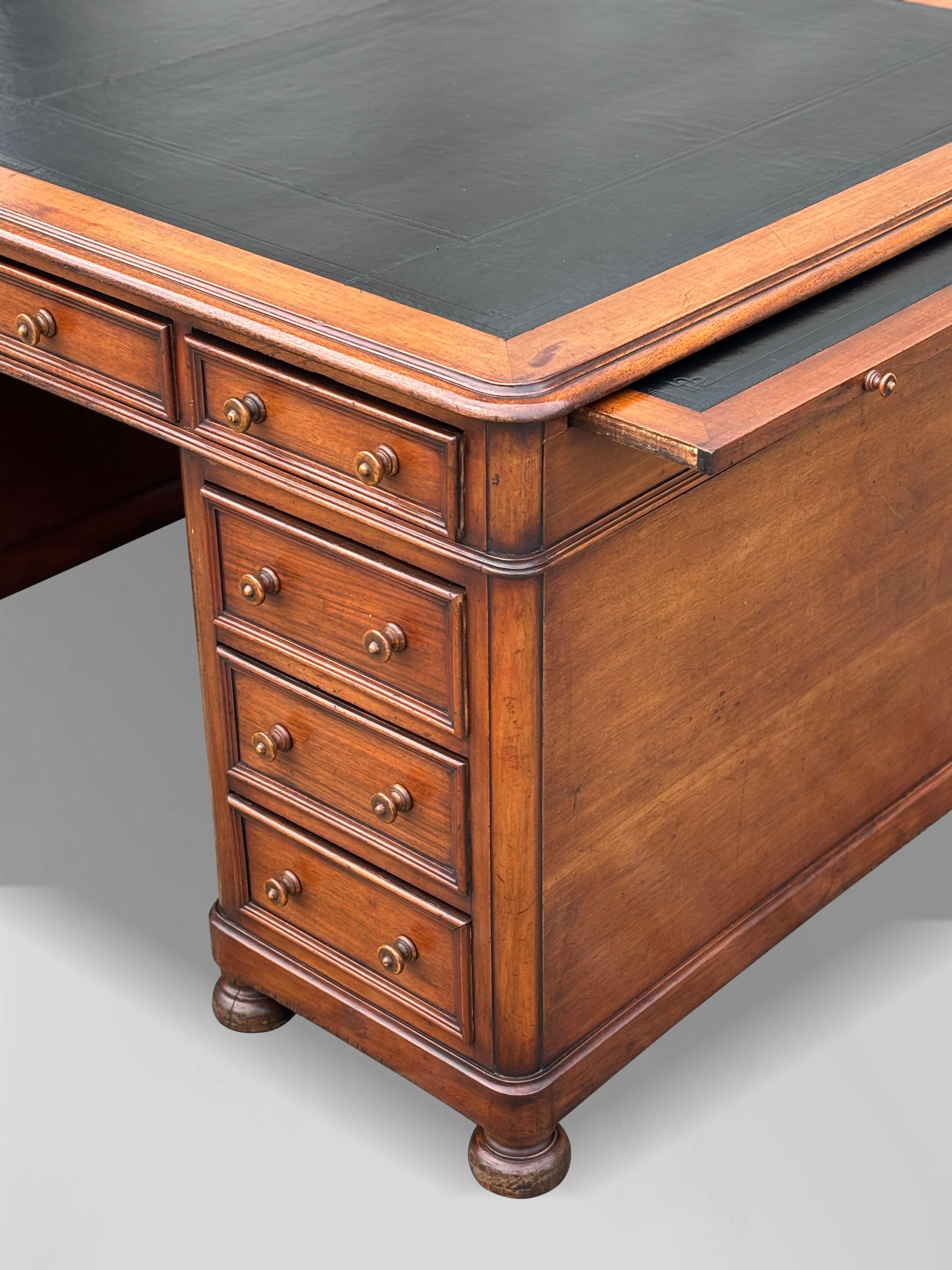 19th Century French Walnut Partners Pedestal Desk 3