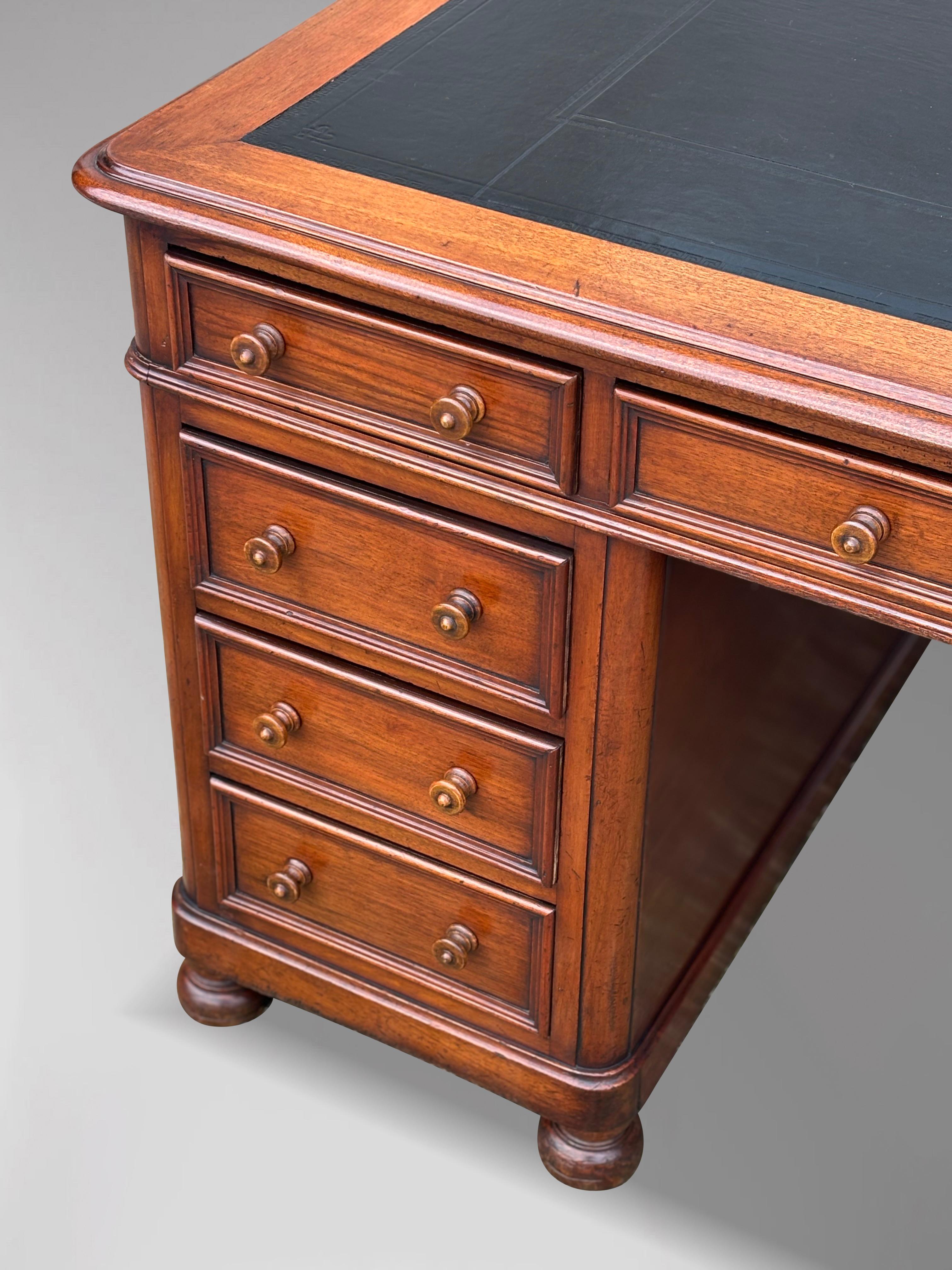 19th Century French Walnut Partners Pedestal Desk 4