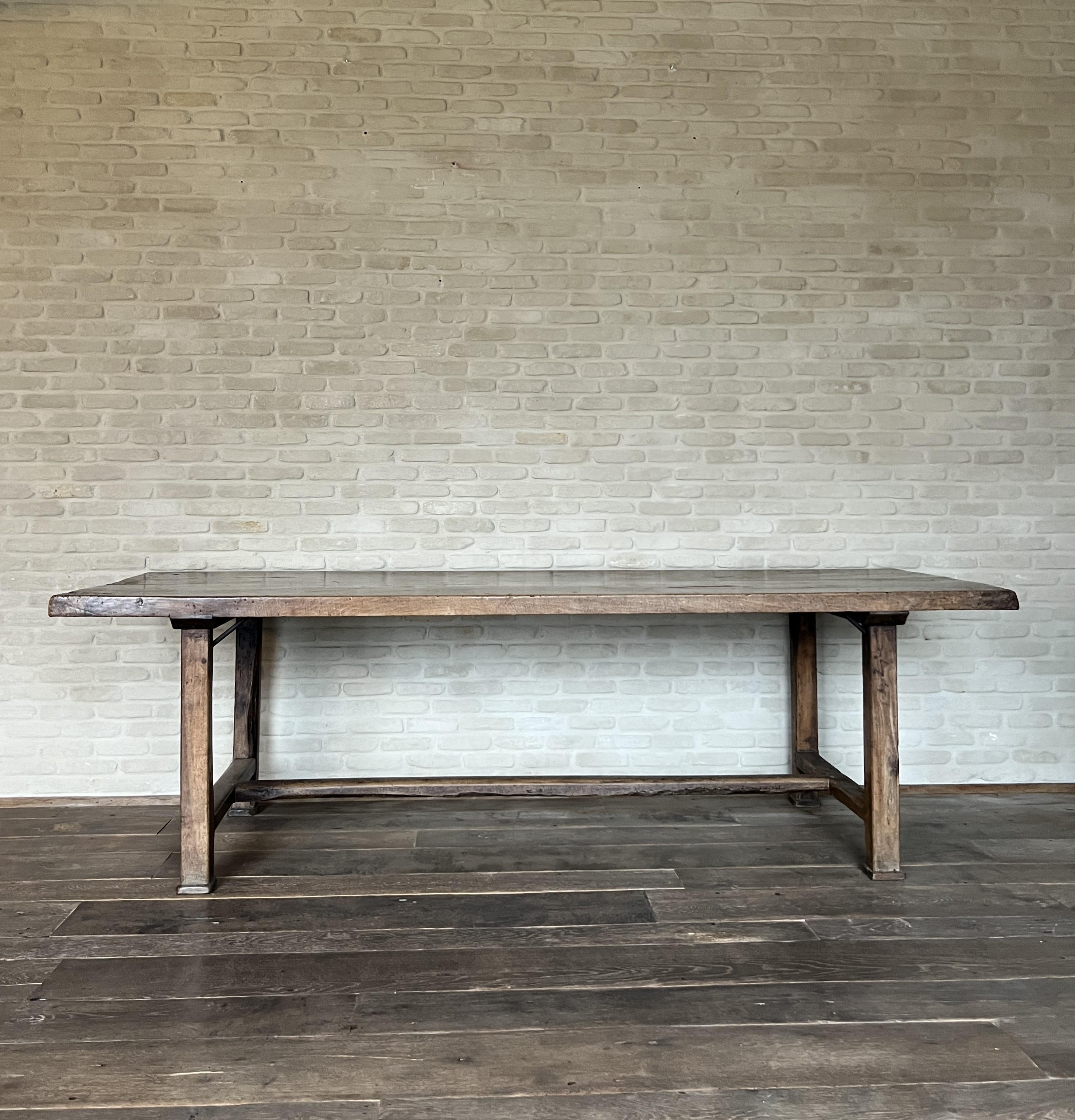 19th Century French Walnut Refectory Farm Table For Sale 6