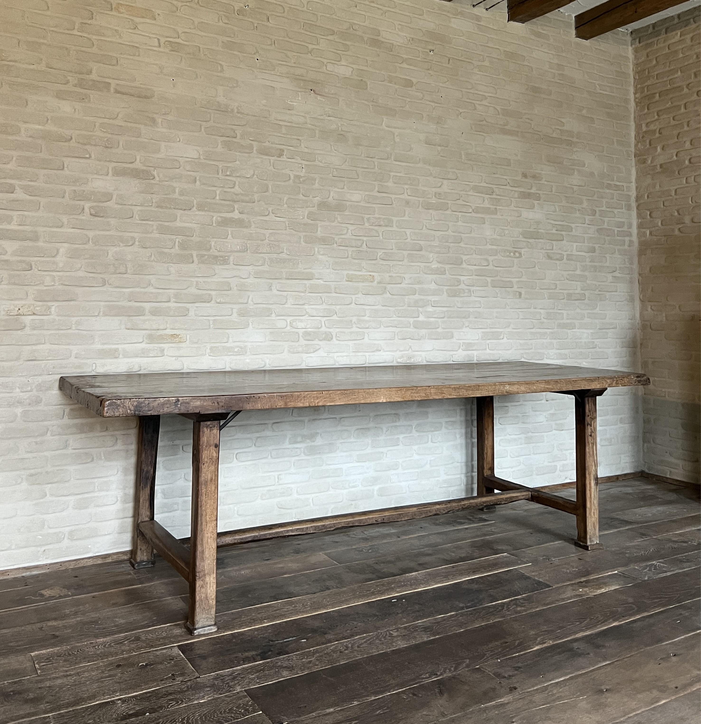 19th Century French Walnut Refectory Farm Table For Sale 7