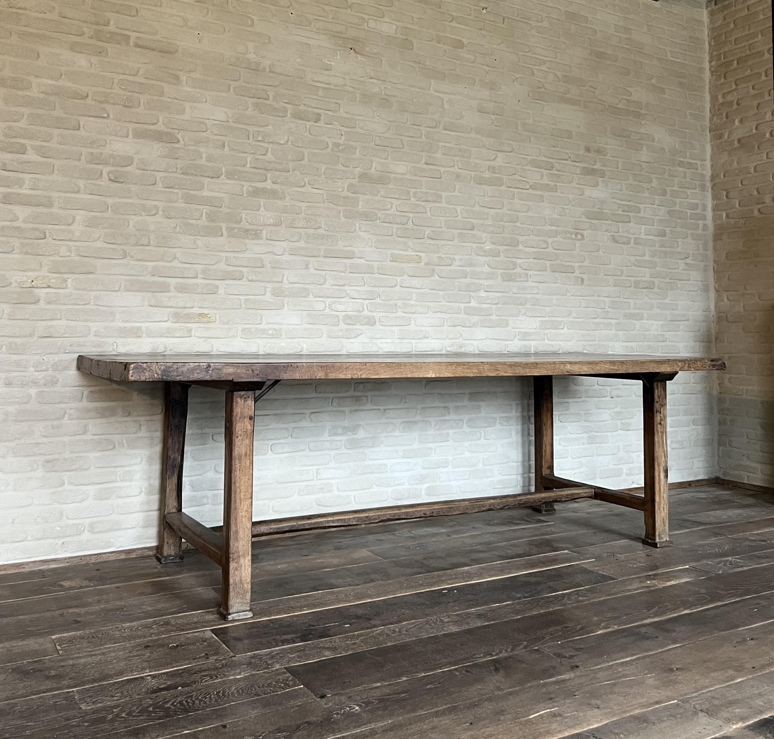 19th Century French Walnut Refectory Farm Table For Sale 8