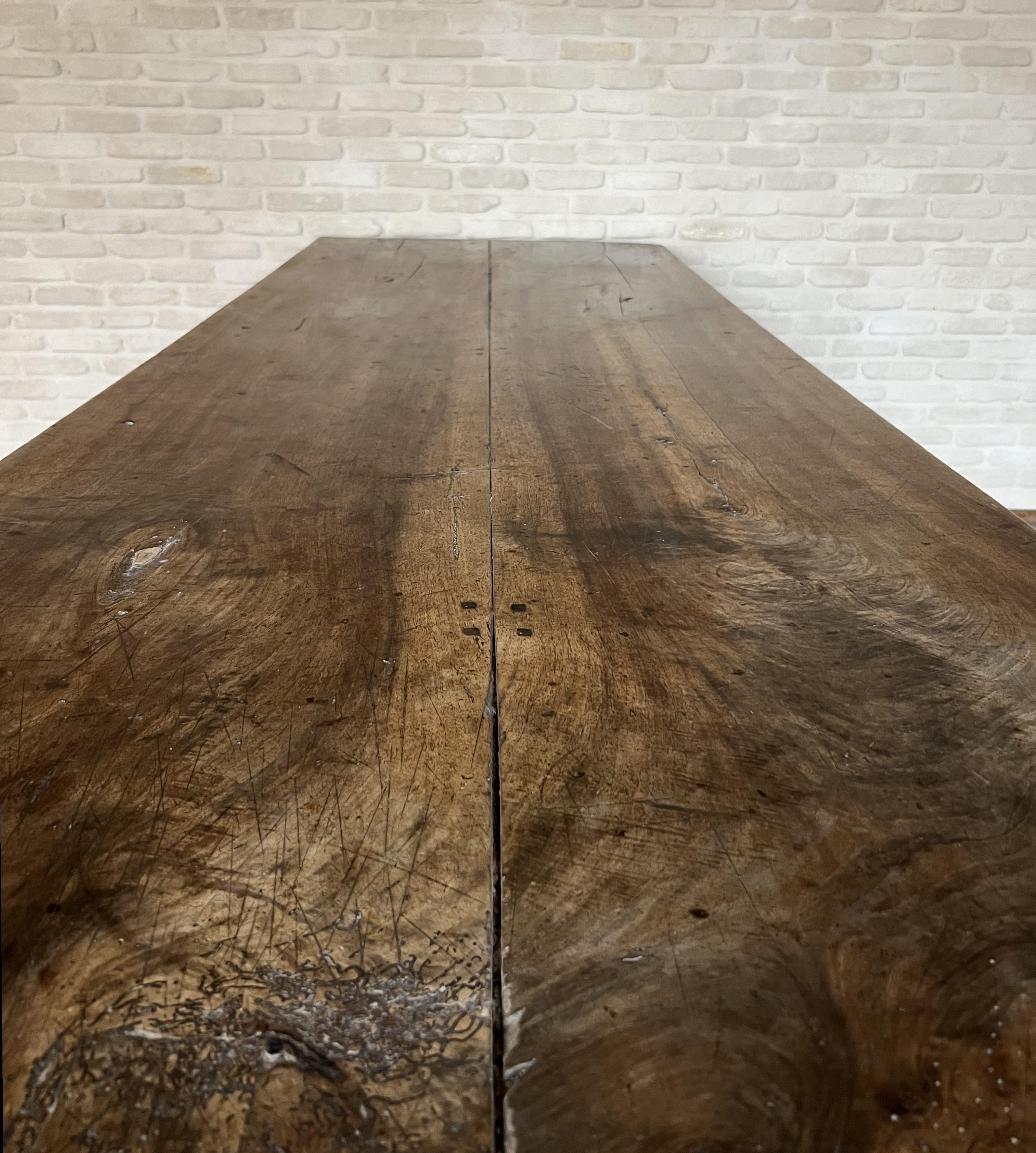19th Century French Walnut Refectory Farm Table For Sale 10