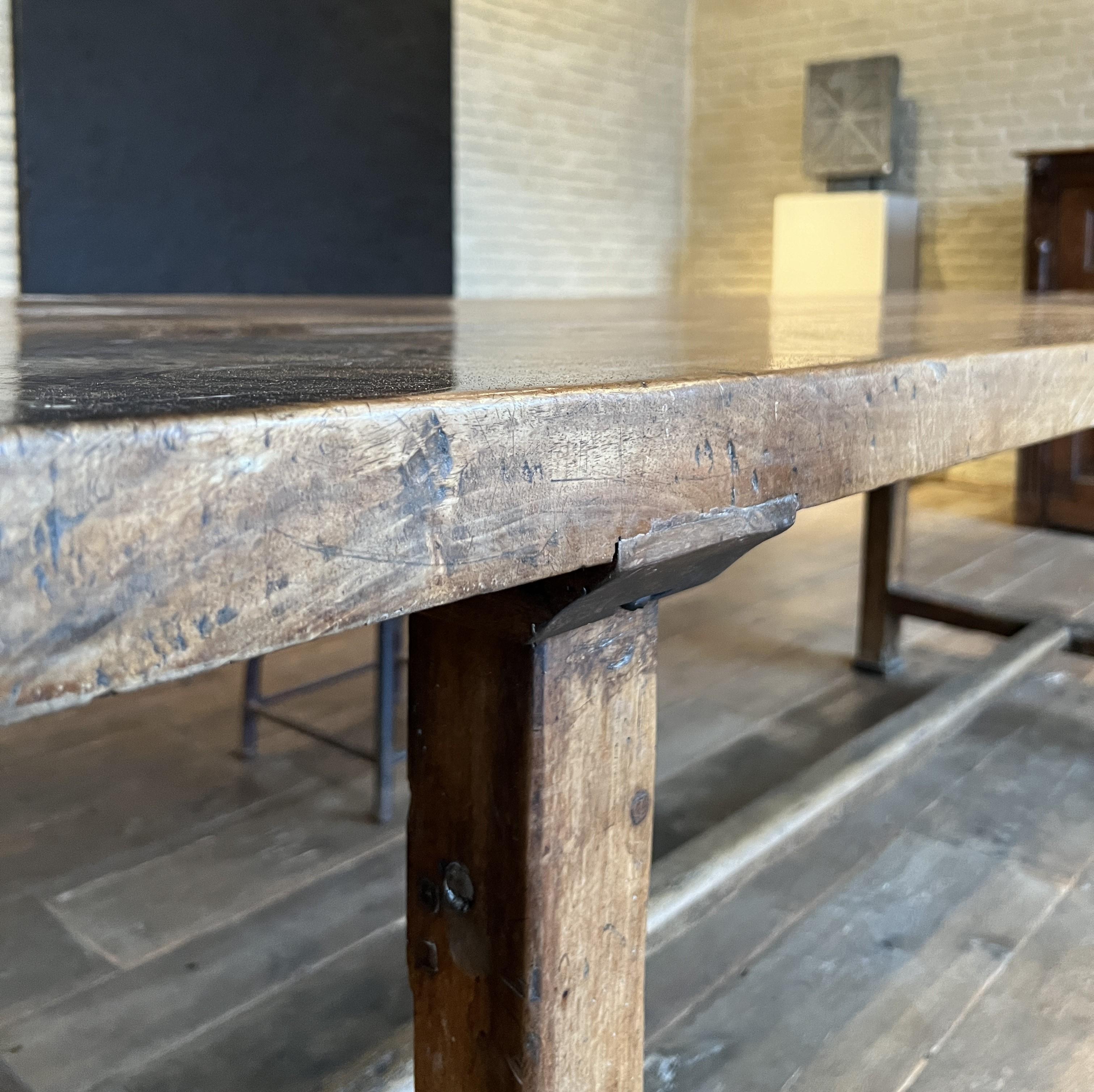19th Century French Walnut Refectory Farm Table For Sale 4