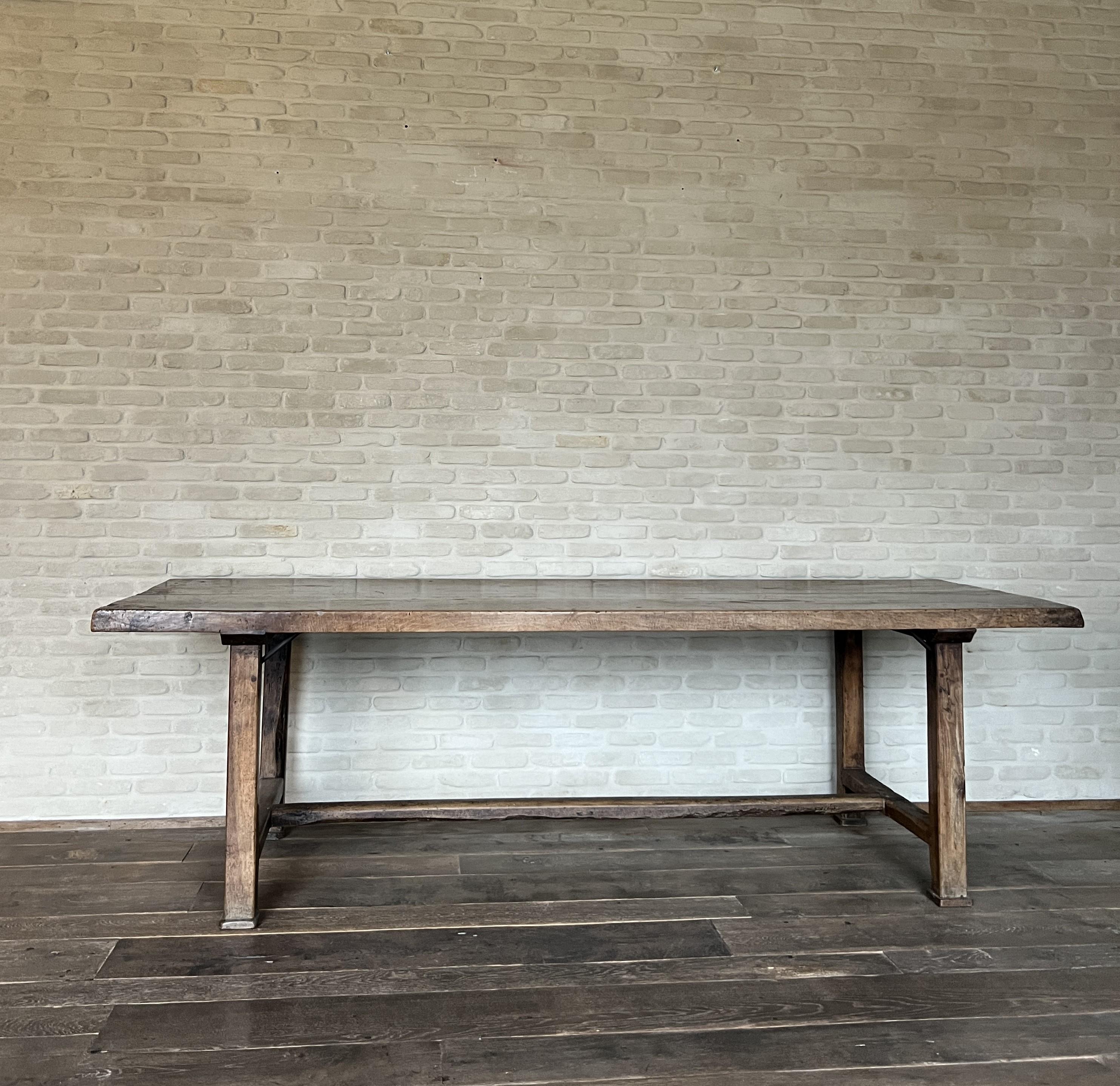 19th Century French Walnut Refectory Farm Table For Sale 5