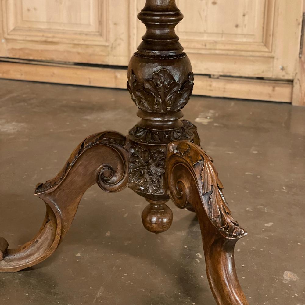 19th Century French Walnut Renaissance Carved Center Table For Sale 1