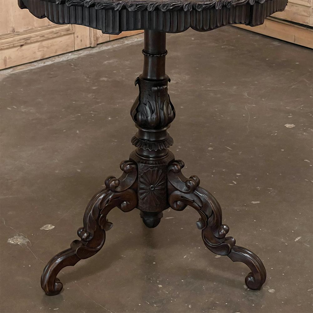 19th Century French Walnut Renaissance Carved Center Table For Sale 4