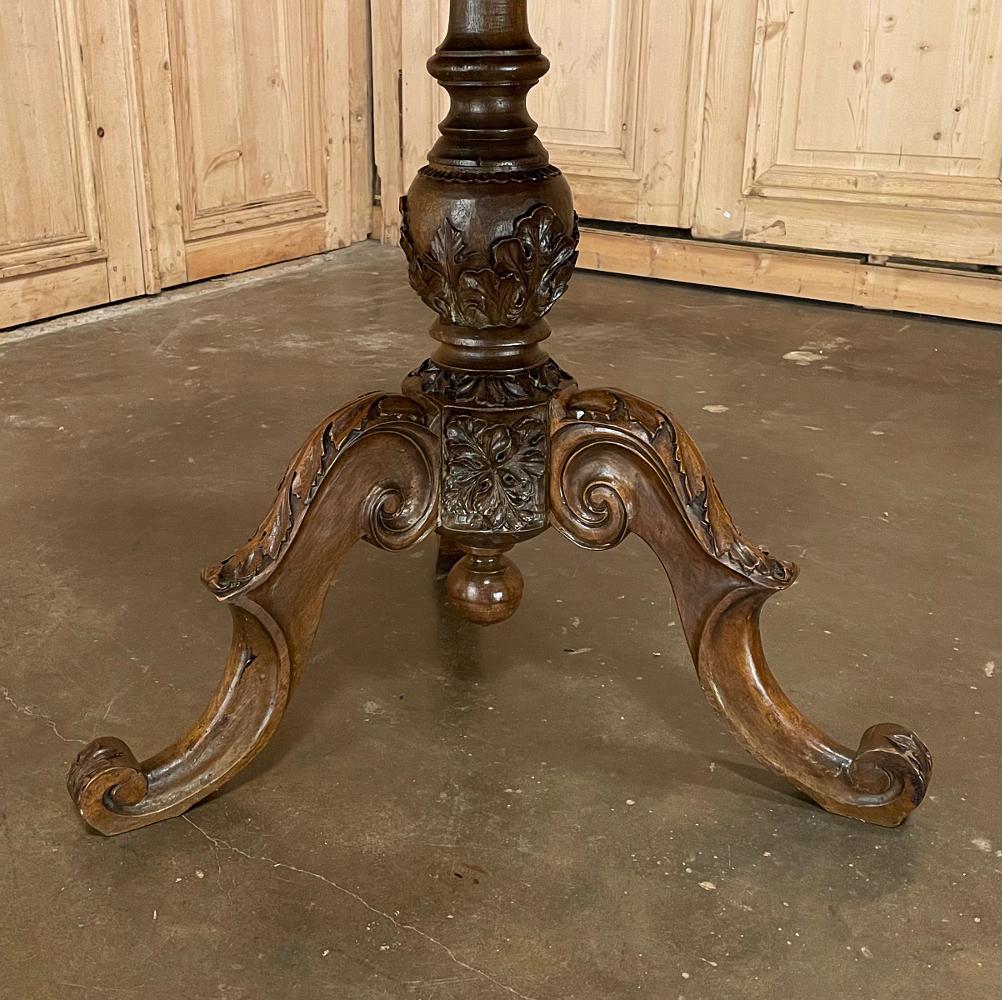 19th Century French Walnut Renaissance Carved Center Table For Sale 2