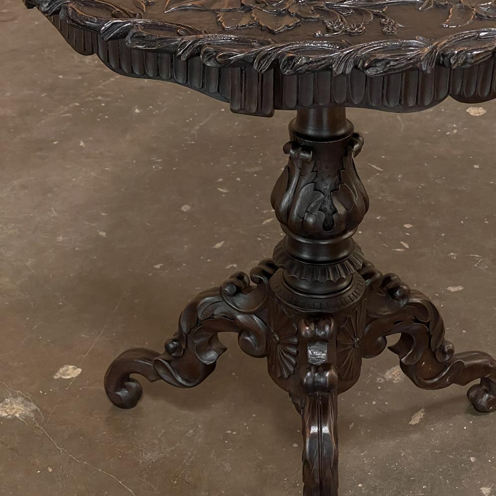 19th Century French Walnut Renaissance Carved Center Table For Sale 7
