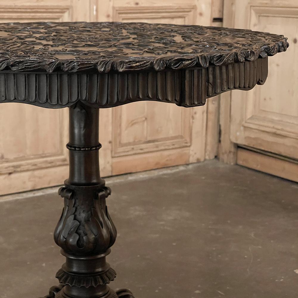 19th Century French Walnut Renaissance Carved Center Table For Sale 8