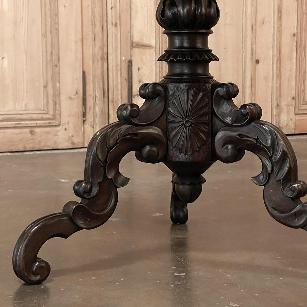 19th Century French Walnut Renaissance Carved Center Table For Sale 11