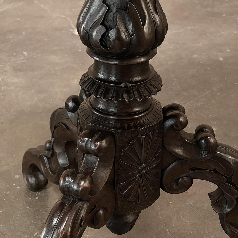 19th Century French Walnut Renaissance Carved Center Table For Sale 13