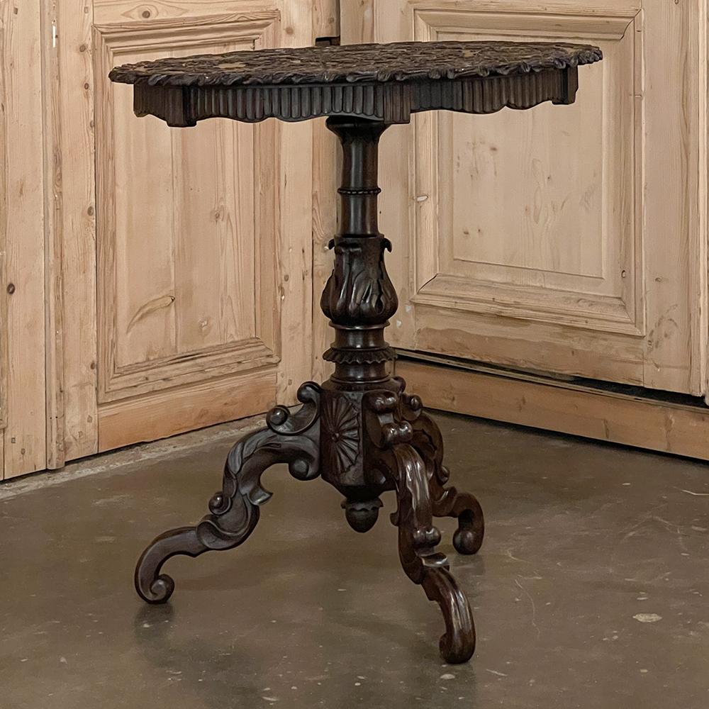 Renaissance Revival 19th Century French Walnut Renaissance Carved Center Table For Sale