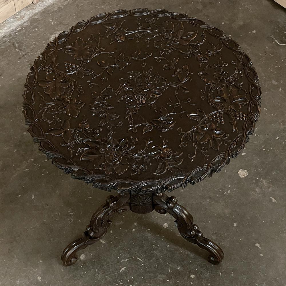 Late 19th Century 19th Century French Walnut Renaissance Carved Center Table For Sale