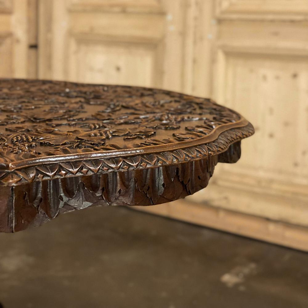 Late 19th Century 19th Century French Walnut Renaissance Carved Center Table For Sale