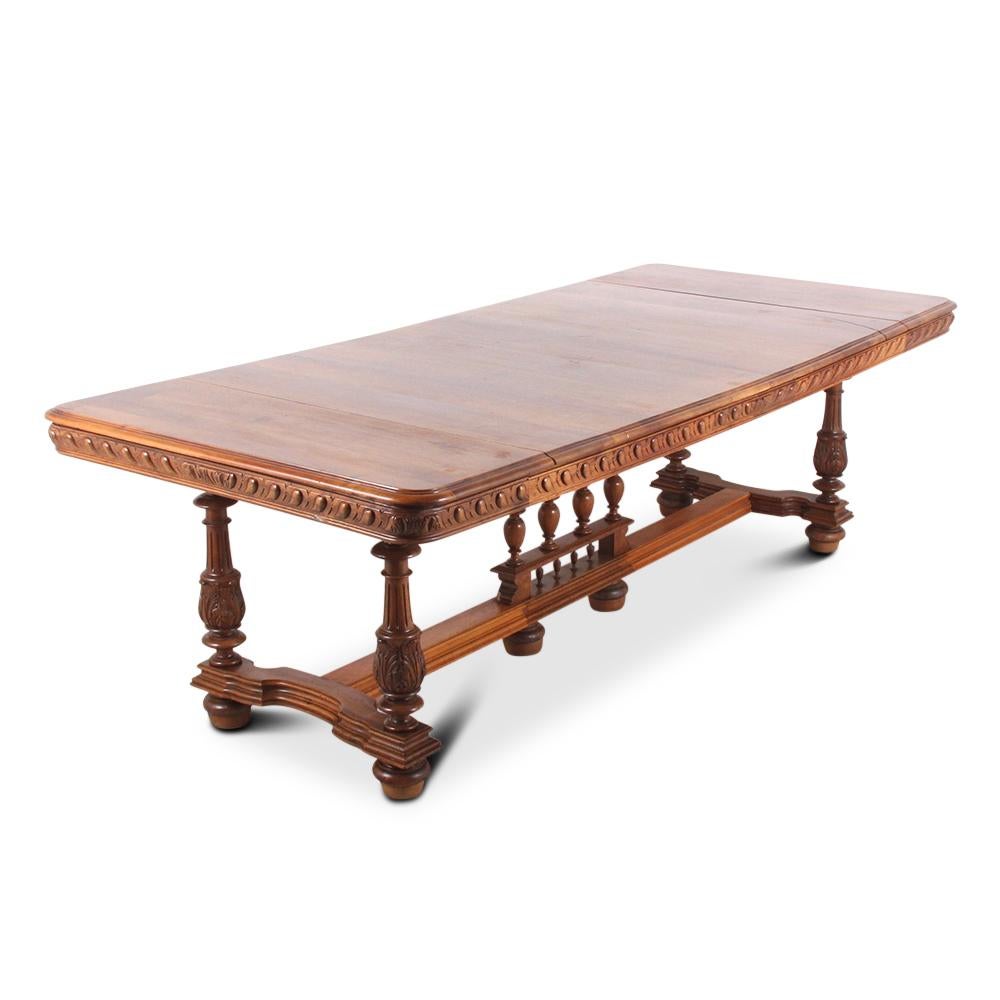 Carved 19th Century French Walnut Renaissance Revival Dining Table from Chanel Villa