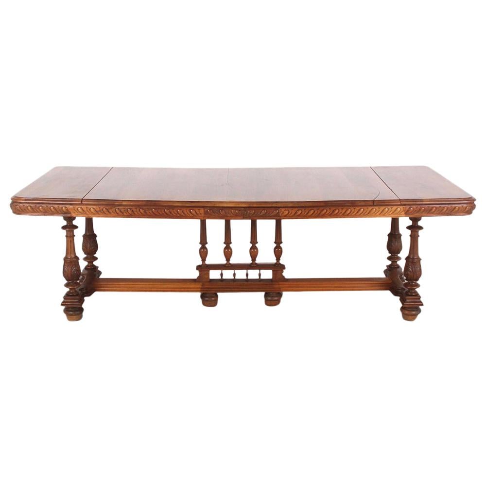 19th Century French Walnut Renaissance Revival Dining Table from Chanel Villa