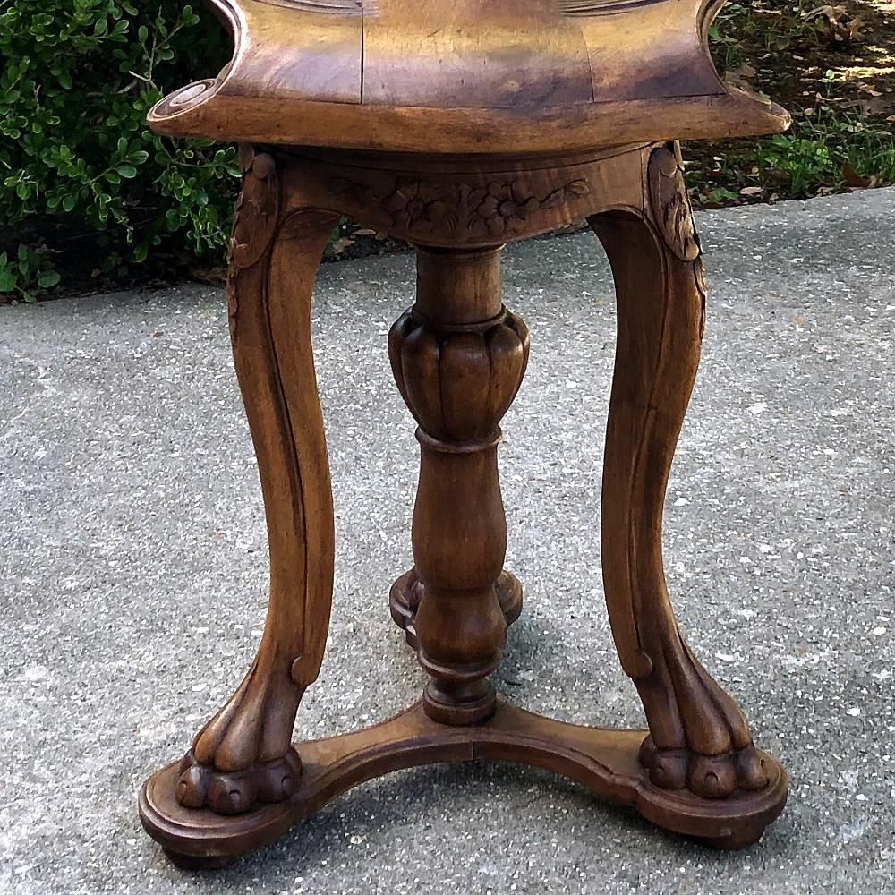 19th Century French Walnut Scallop Shell Musician's Stool 7